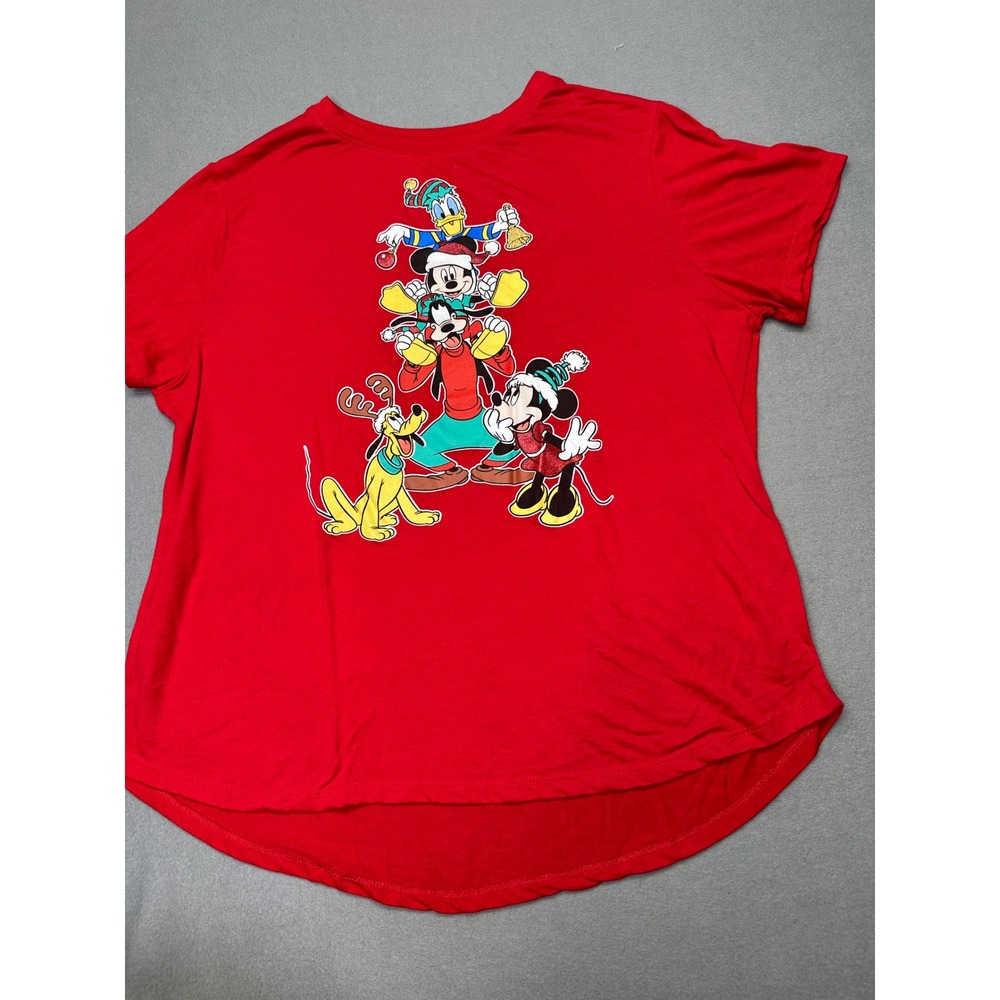 Disney Christmas Holiday Mickey Mouse Friends Red‎ T-Shirt XXXL JT22799